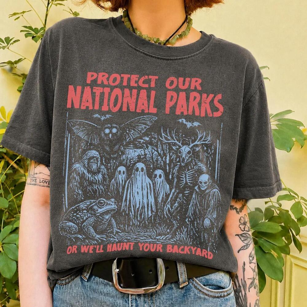 Cryptid Creatures National Parks  Shirt 90S Protect Our Parks Camping